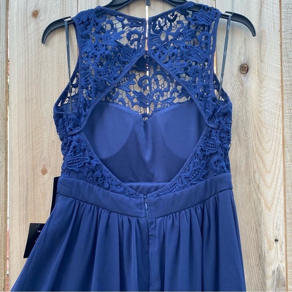 LuLu’s  Royal Blue, Lace, Sheer, Formal Event, Open Back, Midi  Dress Sz S. NWT - Picture 7 of 9